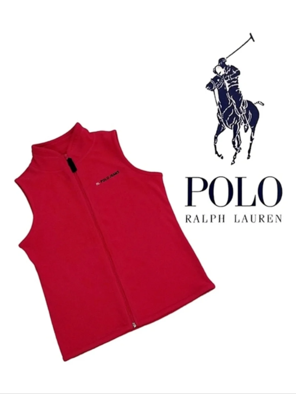 Ralph Lauren Polo Jeans Red Fleece Vest Boys Sz M